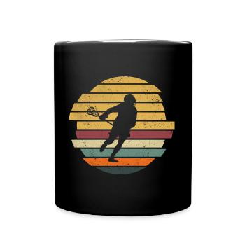 Lacrosse Retro Lacrosse Player LAX - Full Colour Mug - black - Front
