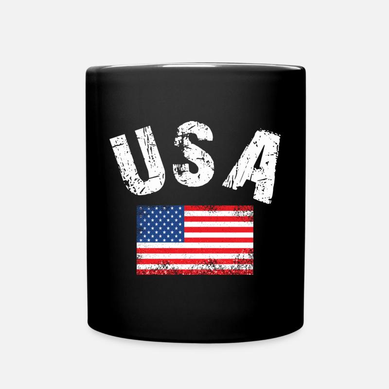 USA Flag - Full Colour Mug - black