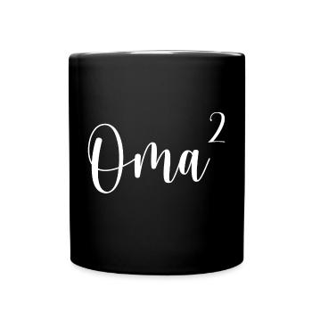 Oma hoch 2 Neugeborenes Geschenkidee - Tasse einfarbig - Schwarz - Vorne