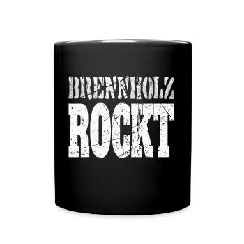 Brennholz Rockt, Handwerk Spruch Kamin Forstwirt - Tasse einfarbig - Schwarz - Vorne