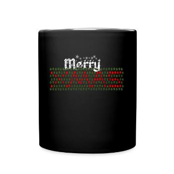 Frohe Weihnachten Tannenbäume - Tasse einfarbig - Schwarz - Vorne