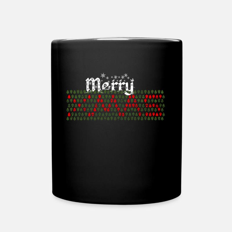 Merry Christmas Christmas Christmas Trees - Full Colour Mug - black