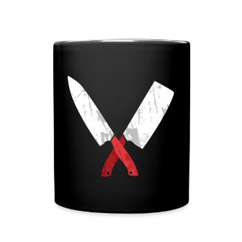 Kochmesser gekreuzt - Tasse einfarbig - Schwarz - Vorne