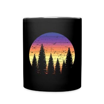 Retro Forest Mountains Randonnée Aventure en plein air - Mug uni - noir - Devant