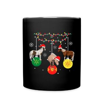 Pferd zu Weihnachten. Weihnachtsgeschenk - Tasse einfarbig - Schwarz - Vorne