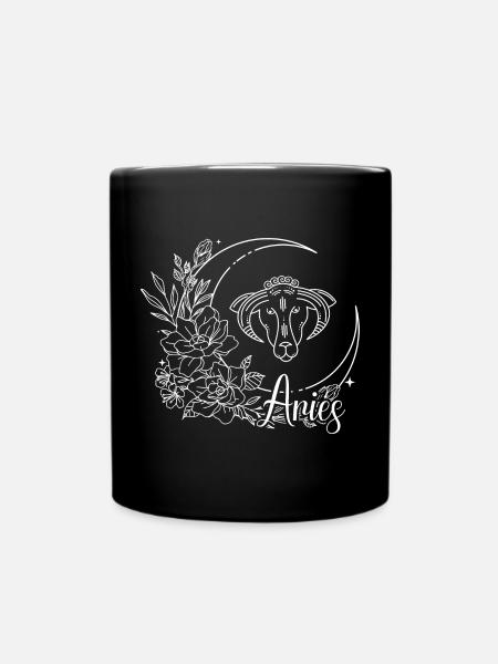 Mondschein Blumen Hund Alexis - Tasse einfarbig - Schwarz