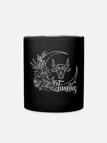 Blumen Stier Sternzeichen Linie Art - Tasse einfarbig - Schwarz