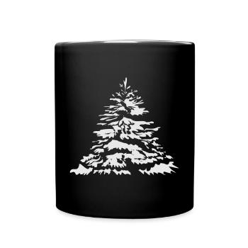 snow-covered Christmas tree or Christmas tree - Full Colour Mug - black - Front