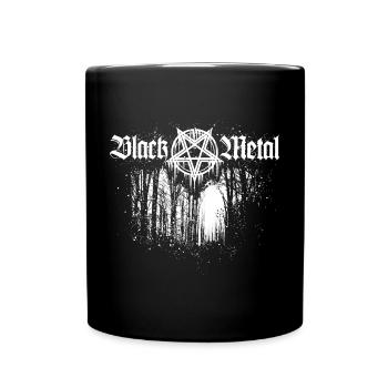 Black Metal | Pentagramm und Wald - Tasse einfarbig - Schwarz - Vorne