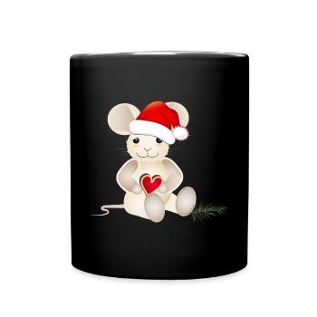 souris sucrée avec un cœur pour Noël - Mug uni - noir - Devant