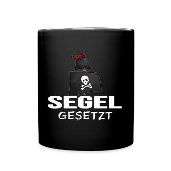Küsten-Pirat Kapitän moin moin "Segel gesetzt" - Tasse einfarbig - Schwarz - Vorne
