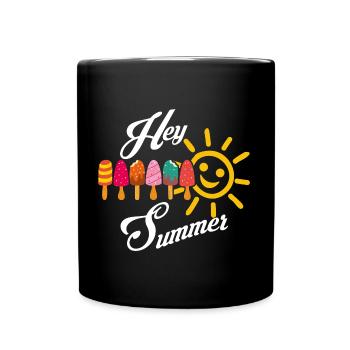 Hello summer sunshine and popsicles - Full Colour Mug - black - Front