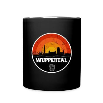 Wuppertal Skyline mit Wappen - Tasse einfarbig - Schwarz - Vorne