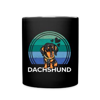 Dackel Dachshund Dachshundliebe Dackelfreund - Tasse einfarbig - Schwarz - Vorne