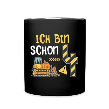 Planierraupe 4. Geburtstag Junge Bauarbeiter - Tasse einfarbig - Schwarz - Vorne