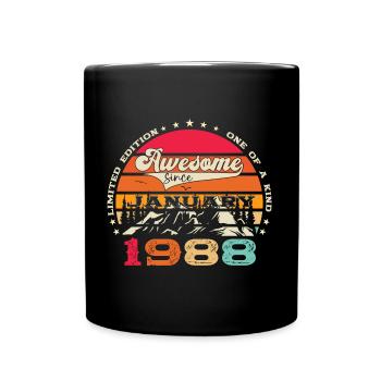 Né 1988 Janvier 35th anniversaire Homme cadeau - Mug uni - noir - Devant