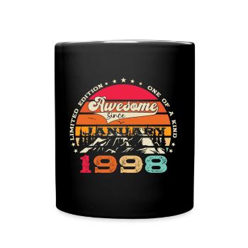 Né le 25 janvier 1998 Homme cadeau - Mug uni - noir - Devant