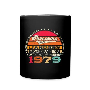 Born 1979 January 44th birthday Gift man - Full Colour Mug - black - Front