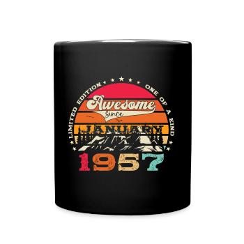 Né en 1957 Janvier 66e anniversaire Homme cadeau - Mug uni - noir - Devant