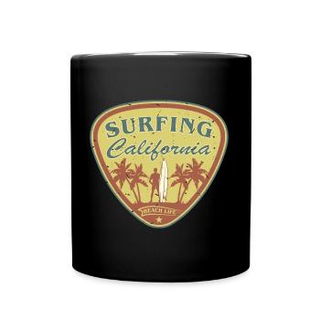 Surfing California - Beach Life Style - Full Colour Mug - black - Front