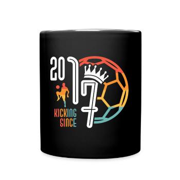 6. Geburtstag Fußballer 6 Jahre Jahrgang 2017 - Tasse einfarbig - Schwarz - Vorne