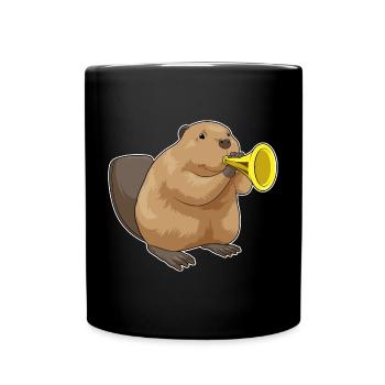 Beaver Musician Trompette Musique - Mug uni - noir - Devant
