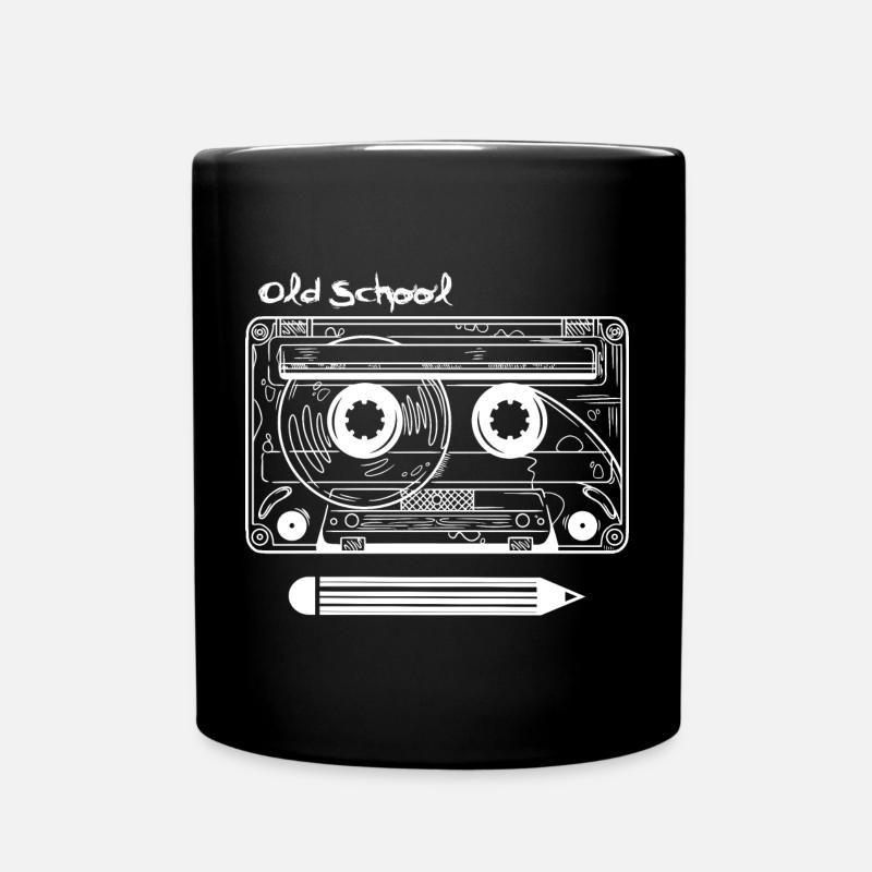 Retro Kassette und Stift - Tasse einfarbig - Schwarz