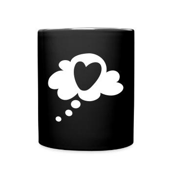 Herz Wolke Valentinstag Liebe Love Hochzeit lieben - Tasse einfarbig - Schwarz - Vorne