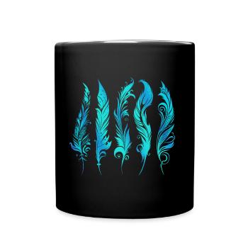 Plumes Boho Ethnique Style Motif Tribal Indien - Mug uni - noir - Devant