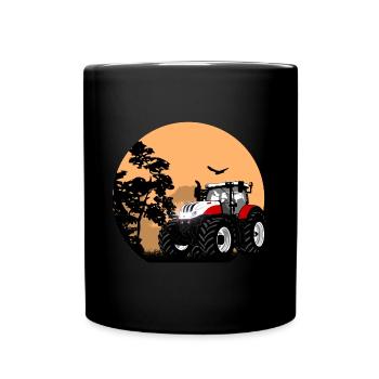 Traktor - Schlepper - Landwirt - Bauer - Tasse einfarbig - Schwarz - Vorne