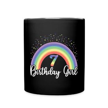 Mignon Rainbow 7 Birthday Girl, 8 ans B-day - Mug uni - noir - Devant