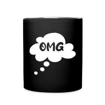 Spruch OMG Wolke Denkblase Sprechblase simpel - Tasse einfarbig - Schwarz - Vorne