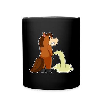 Pferd Toilette - Tasse einfarbig - Schwarz - Vorne