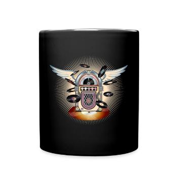 Jukebox au look rétro avec piano à queue et disques - Mug uni - noir - Devant