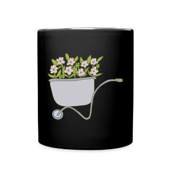 schubkarren blumen - Tasse einfarbig - Schwarz - Vorne
