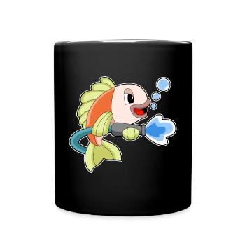 Fish Firefighter Fire Hose Fire Hose Fire Brigade - Full Colour Mug - black - Front