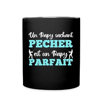 Un papy sachant pêcher cadeau grand-père pêcheur - Mug uni - noir - Devant