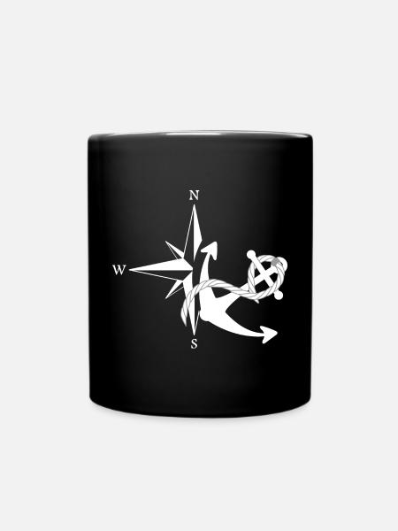 Anker & Seerose - Tasse einfarbig - Schwarz