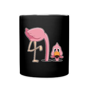 Flamant rose drôle - Mug uni - noir - Devant