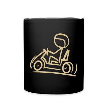 Go-Kart Silhouette Strichmännchen Linien-Zeichnung - Tasse einfarbig - Schwarz - Vorne