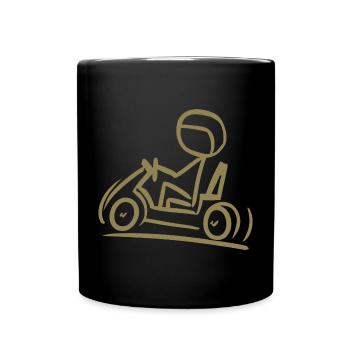 Go-Kart Silhouette Stick Figure Line Drawing - Full Colour Mug - black - Front