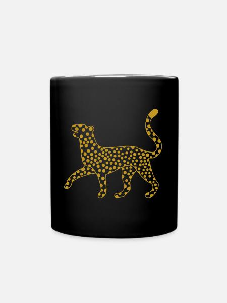 Singender Gepard in gold - Tasse einfarbig - Schwarz