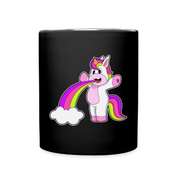 Einhorn Wolken Regenbogen - Tasse einfarbig - Schwarz - Vorne