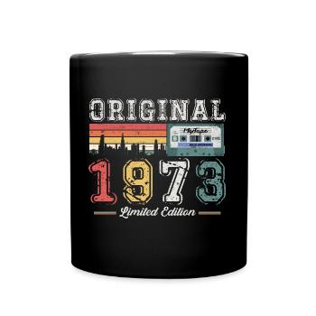 50th Birthday Man Vintage 1973 Vintage Cassette - Full Colour Mug - black - Front