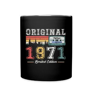 52. Geburtstag Mann Jahrgang 1971 Vintage Kassette - Tasse einfarbig - Schwarz - Vorne