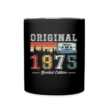 48th Birthday Man Vintage 1975 Vintage Cassette - Full Colour Mug - black - Front