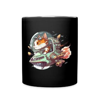 Cosmic Cat Commander - Full Colour Mug - black - Front