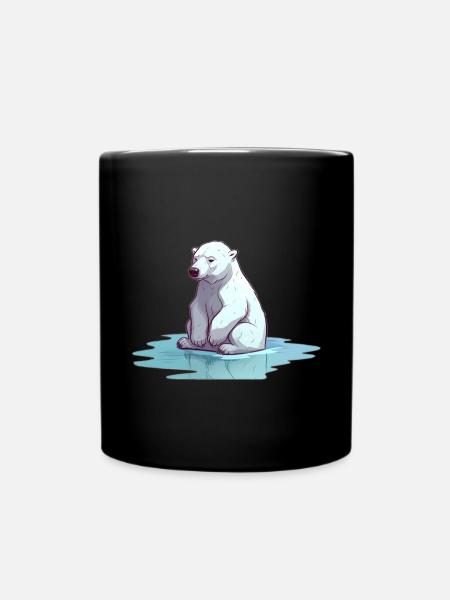 Polar bear without ice Climate change - Full Colour Mug - black