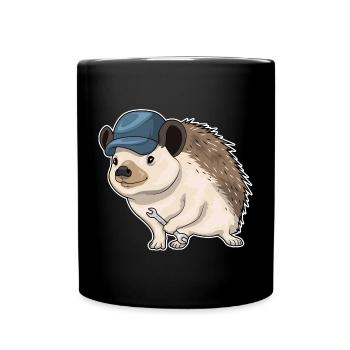 Igel Mechaniker Schraubenschlüssel Werkstatt - Tasse einfarbig - Schwarz - Vorne