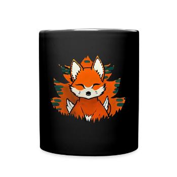 Manga Kitsune Fox Anime Kumiho Mask Manga Otaku - Full Colour Mug - black - Front